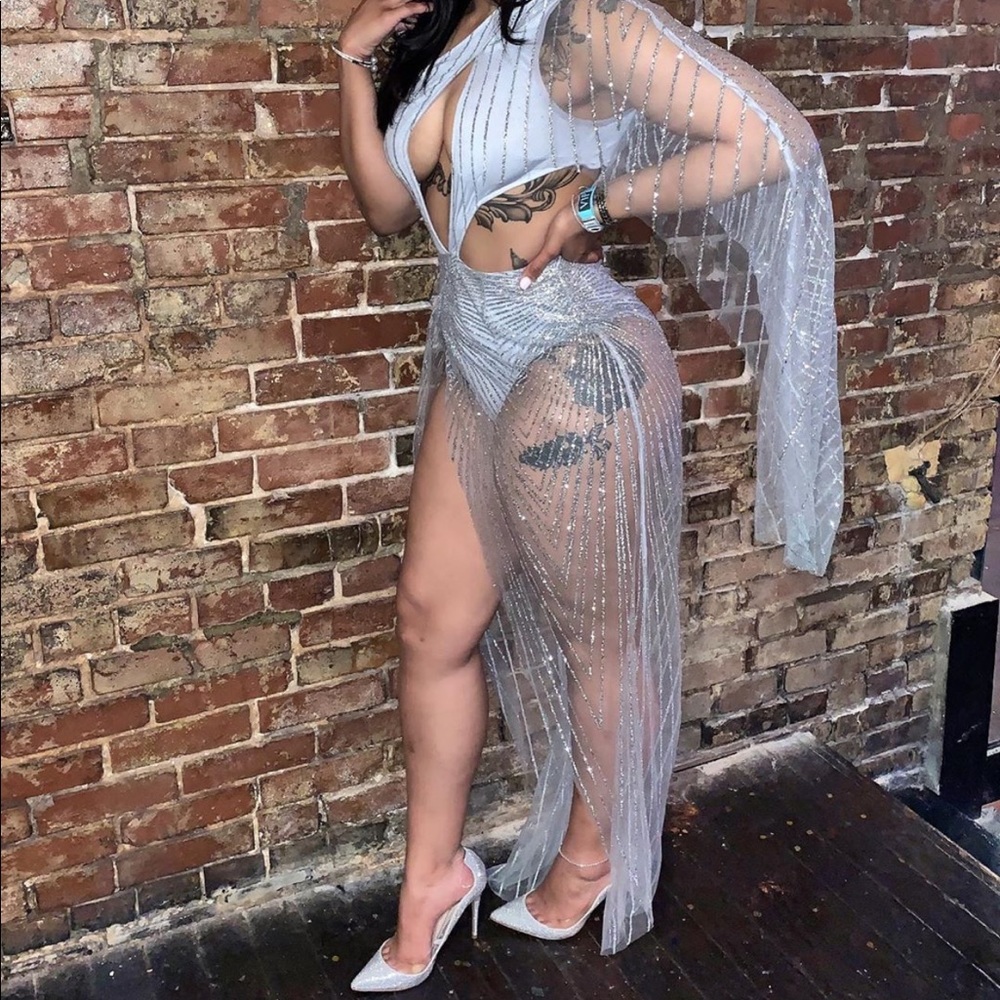 Silver Embellished Bodysuit